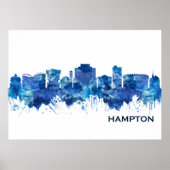 Hampton Virginia Skyline Blue Poster (Voorkant)
