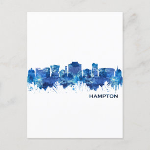Hampton Virginia Skyline Blue Uitnodiging Briefkaart