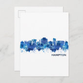 Hampton Virginia Skyline Blue Uitnodiging Briefkaart (Voorkant / Achterkant)