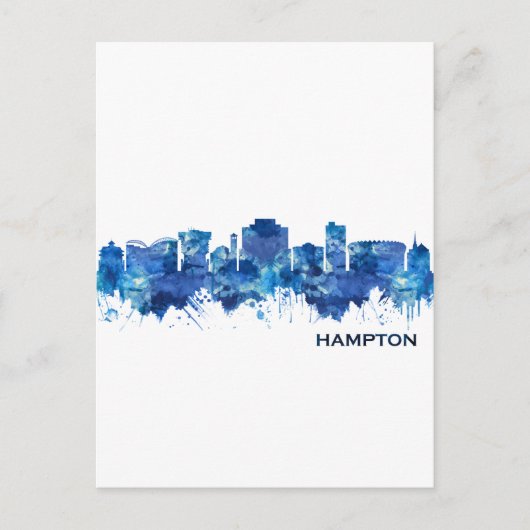 Hampton Virginia Skyline Blue Uitnodiging Briefkaart (Voorkant)