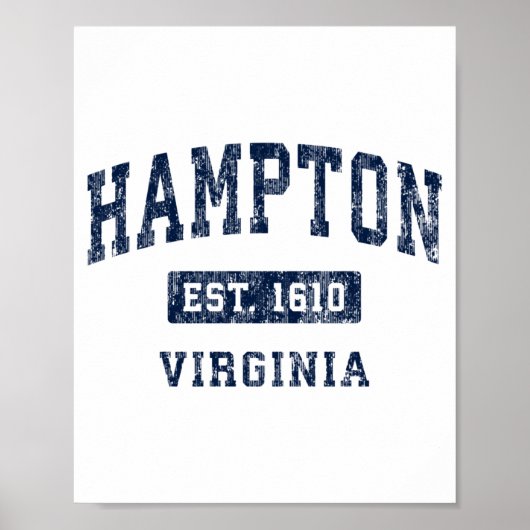 Hampton Virginia Va Vintage Established Srts Desig Poster (Voorkant)