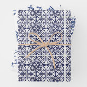 Hamptons Blauw en Wit Chic Patterned Inpakpapier Vel (In situ)