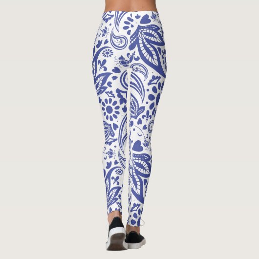 Hampton's Blauw Wit Boho Chic Paisley Leggings (Achterkant)
