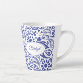 Hampton's Blauw Wit Decoratief Paisley Patroon Latte Mok (Rechts)