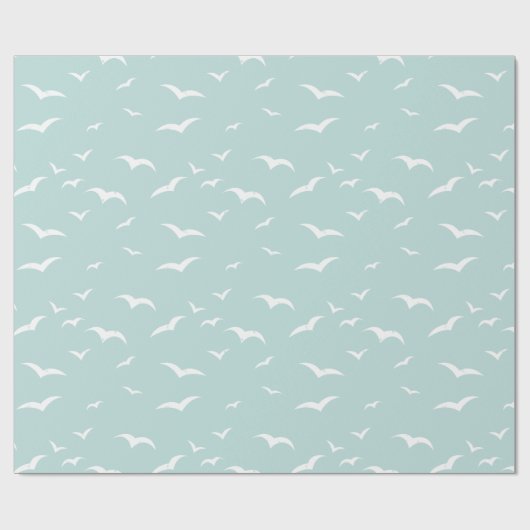 Hampton's Blauwe en Witte Kustzeevogels Patroon Cadeaupapier (Vlak)