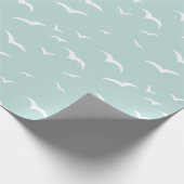 Hampton's Blauwe en Witte Kustzeevogels Patroon Cadeaupapier (Hoek)