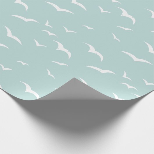 Hampton's Blauwe en Witte Kustzeevogels Patroon Cadeaupapier (Hoek)