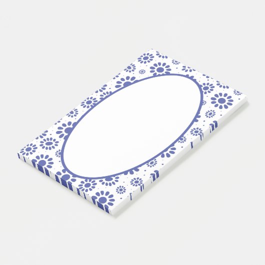 Hampton's Blue White Abstract Floral patterned Post-it® Notes (Schuin)