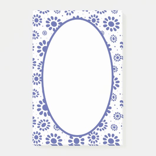 Hampton's Blue White Abstract Floral patterned Post-it® Notes (Voorkant)