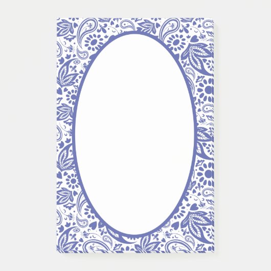 Hampton's Blue White Paisley Patterned Post-it® Notes (Voorkant)