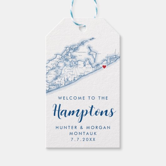 Hamptons Elegante Moderne Marine Bruiloft Favor Cadeaulabel (Voorkant)