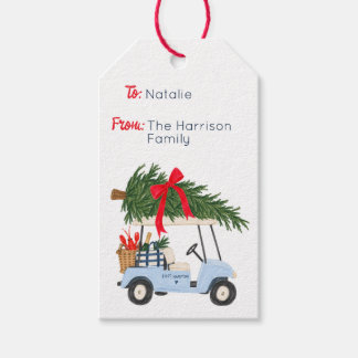 Hamptons Kerst Golfkar Cadeaulabel