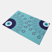 Hamptons Kust Mediterraan Blauw Evil Oogdruk Deurmat (Schuin)