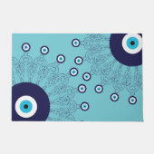 Hamptons Kust Mediterraan Blauw Evil Oogdruk Deurmat (Voorkant)