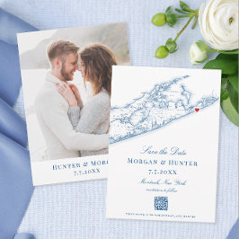 Hamptons Montauk Bruiloft Elegante QR-code Save The Date