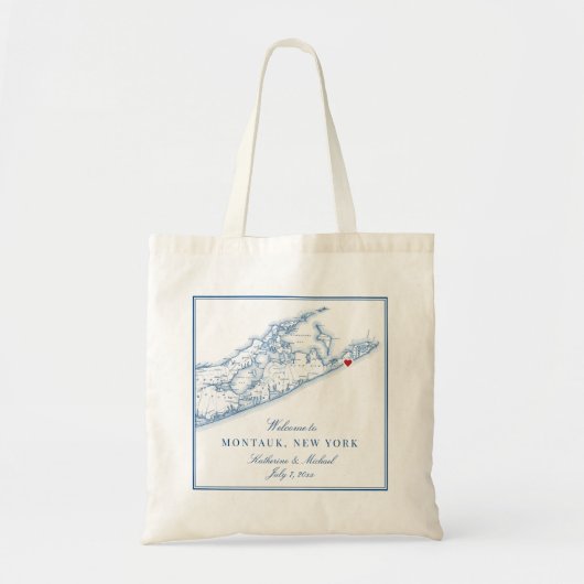 Hamptons Montauk Bruiloft Welkom Canvas tas (Voorkant)