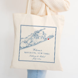 Hamptons Montauk Bruiloft Welkom Canvas tas