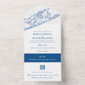 Hamptons Montauk Kaart Elegante QR code Bruiloft (Binnen)