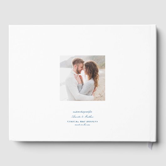 Hamptons Montauk Marine Blauw Bestemming Bruiloft Gastenboek (Achterkant)