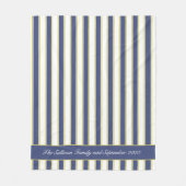 Hamptons Nautical Navy and White Boating Stripes Fleece Deken (Voorkant)