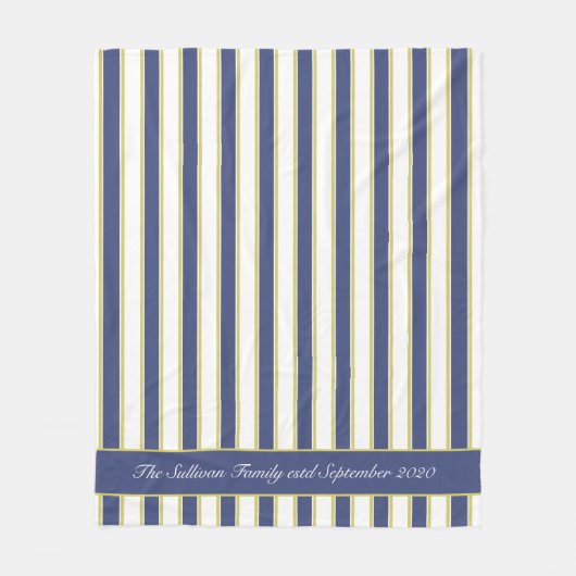 Hamptons Nautical Navy and White Boating Stripes Fleece Deken (Voorkant)