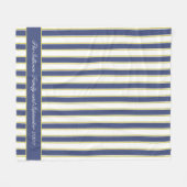 Hamptons Nautical Navy and White Boating Stripes Fleece Deken (Voorkant (Horizontaal))
