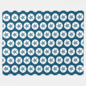 Hamptons Navy Blue en White Sand Dollar Seashells Fleece Deken (Voorkant (Horizontaal))