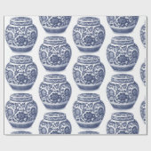 Hamptons Navy Blue White New England Ginger Jar Cadeaupapier (Vlak)