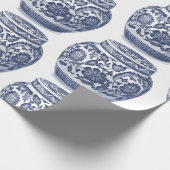 Hamptons Navy Blue White New England Ginger Jar Cadeaupapier (Hoek)