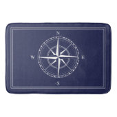 Hamptons Navy en White Nautical Ship Compass Roos Badmat (Voorkant)