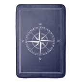 Hamptons Navy en White Nautical Ship Compass Roos Badmat (Voorkant Verticaal)