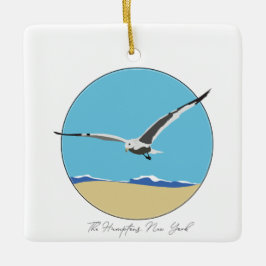 Hamptons, New York Zee Gull over Beach Keramisch Ornament