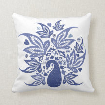 Hamptons Stijl Blauw en Wit Bohemian Peacock