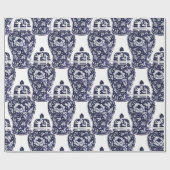 Hamptons Stijl Blauw Wit New England Ginger Jar Cadeaupapier (Vlak)