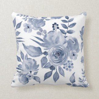 Hamptons Style Floral Cushion Navy Blue Kussen