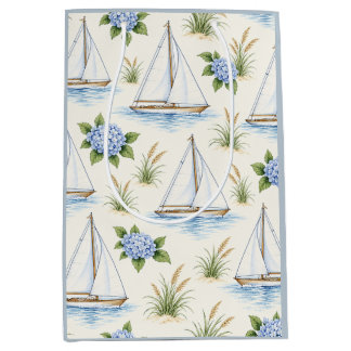 Hamptons Zeilboot Blauwe Hortensia Kust- Medium Cadeauzakje