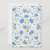 Hamptonstijl Blauwe Hortensia Watercolor Trouwdag Kaart (Achterkant)