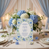 Hamptonstijl Blauwe Hortensia Watercolor Trouwdag Kaart
