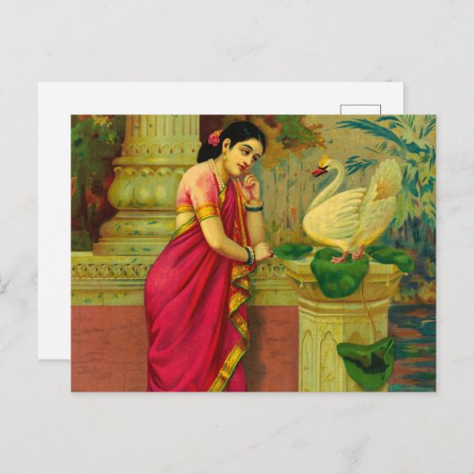 Hamsa and Damayanti by Raja Ravi Varma Briefkaart (Voorkant / Achterkant)