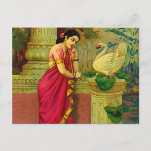 Hamsa and Damayanti by Raja Ravi Varma Briefkaart (Voorkant)