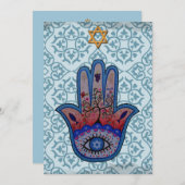 Hamsa Bar Bat Mitzvah Uitnodiging (Voorkant / Achterkant)