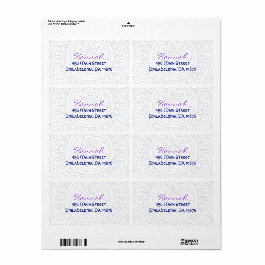 Hamsa Bat Mitzvah Uitnodiging Etiket (Full Sheet)