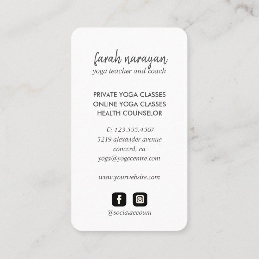 Hamsa | Black Wellness spa massage yoga holistisch Visitekaartje (Achterkant)