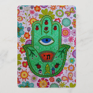 HAMSA B'NOT B'NAI BAR BAT MITZVAH INVITATIE KAART