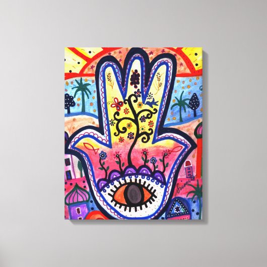 HAMSA Boom van het Leven door Prisarts Canvas Afdruk (Voorkant)
