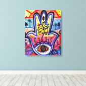 HAMSA Boom van het Leven door Prisarts Canvas Afdruk (Insitu (Houten vloer))