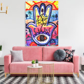HAMSA Boom van het Leven door Prisarts Canvas Afdruk (Insitu (Woonkamer))