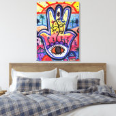 HAMSA Boom van het Leven door Prisarts Canvas Afdruk (Insitu (Slaapkamer))