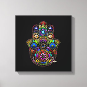 Hamsa Canvas Zwart