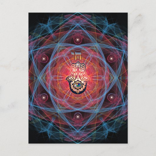 Hamsa - CHAI - Sacred Geometry Briefkaart (Voorkant)